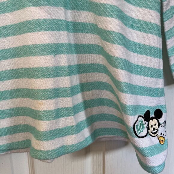 Girls Disney Mickey Mouse & Friends Emoji Swim Cover-Up: Mint stripe, Size 9/10 - Picture 2 of 5